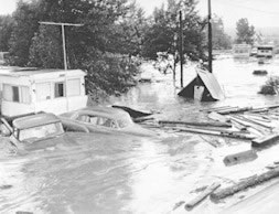 Mobile home park near Bowles and Sante Fe, during the 1965 flood