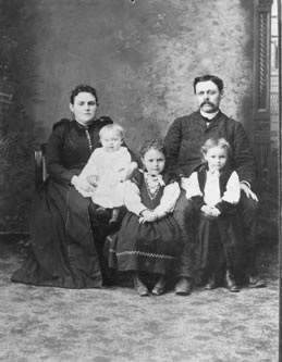 Samuel T. Culp family, c.1891. Mr. and Mrs. (Adelaide) Culp and their three daughters, Cecelia (b. 1889), Ida (b. 1886), and Adelaide (b. 1887).