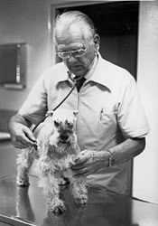 Dr. William A. Howarth operated the Howarth Animal Hospital at 5000 S. Santa Fe Drive since 1946. c.late 1980s.