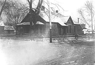 A.B. Sanford home on Northwest corner of Alamo and Nevada Streets, facing Alamo. The house is built of stone from the famous Castle Rock Stone. Date unknown.