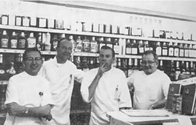 Sell-4-Less Drugs and Liquor store Pharmacists- Rudy C. Hornsten, Harry Owston, Arlis Jones, Ken Garret. 1963